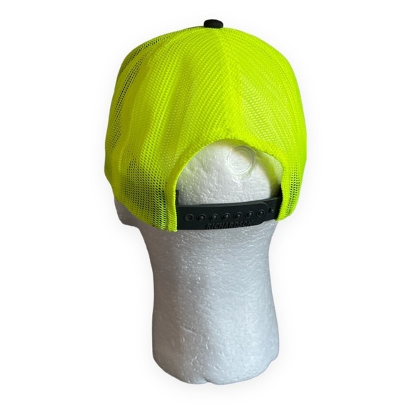 Petra 6‎ Panel Mesh Back Trucker Hat Neon Yellow Black Adjustable - Picture 5 of 8